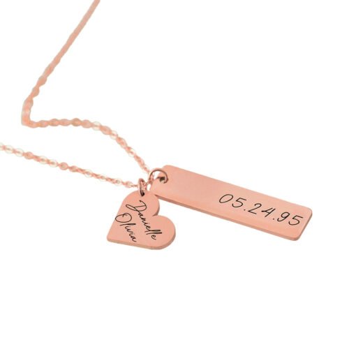 NewSeason Jewelry Personalized Heart Vertical Engraving Necklace Shopify Dropship Stainless Steel Women Jewelry Custom Nameplate - Image 8