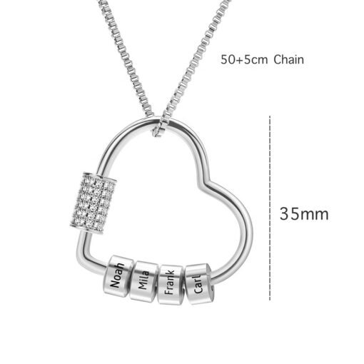 NewSeason Jewelry Personalized Heart Shape Custom Engraved Beads Name Necklace Shopify Fulfillment Agent Women Fashion Jewelry for Mom - 图片 2