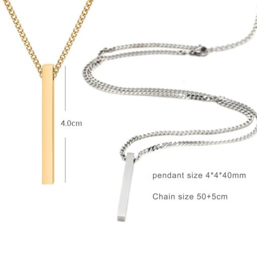 NewSeason Jewelry Engraved 3D Bar Necklace 304 Stainless Steel Men Jewelry Personalized Custom Name Shopify Dropshipping Fulfillment - Image 2