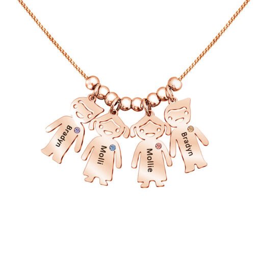 NewSeason Jewelry Family Kids Birthstone Charms Necklace Shopify Fulfillment Stainless Steel Jewelry Custom Children Name Engraved - Image 8