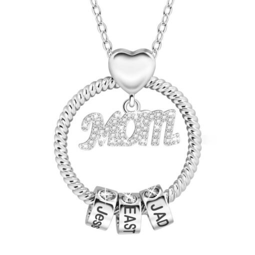 NewSeason Jewelry Mom Circle Ring Necklace Custom Engraved Bead Birthstone Name Shopify Fulfillment Memorial Jewelry Family - Image 7