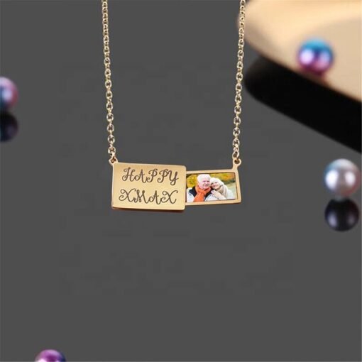 NewSeason Jewelry Custom Color Photo Pull-out Envelope Necklace Pendant Engraved Shopify Fulfillment Stainless Steel Locket - 图片 2