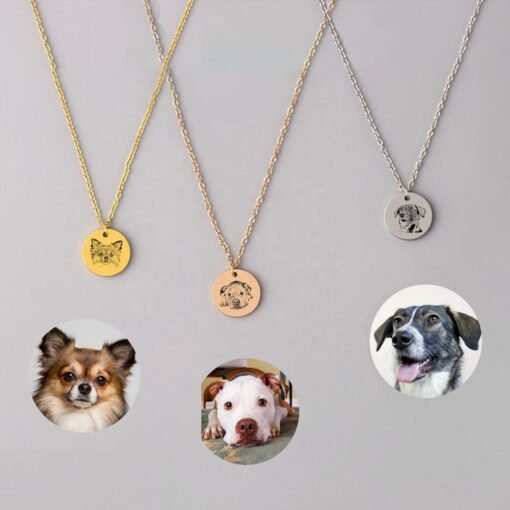 NewSeason Jewelry Engravable Disc Pet Portrait Necklace Personalized Custom Name Dog Memorial Shopify Fulfillment Dropshipping Agent - Image 2