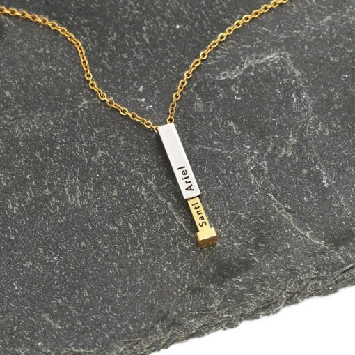 NewSeason Jewelry Women Men Hidden Message Telescopic Bar Necklace Custom Engraved Name Shopify Fulfillment Stainless Steel - 图片 5