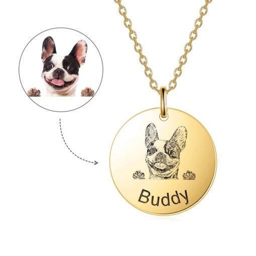 NewSeason Jewelry Engravable Disc Pet Portrait Necklace Personalized Custom Name Dog Memorial Shopify Fulfillment Dropshipping Agent - Image 8