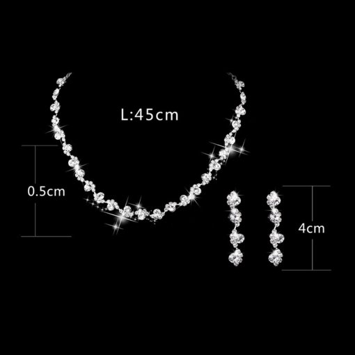 Amazon ornament wholesale silver plated claw chain rhinestone bridal necklace and earrings suite ornament AliExpress accessories - 图片 2