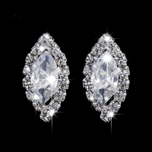 Amazon ornament wholesale bridal wedding dress accessories European and American fashion beautiful zircon earrings suit jewelry - 图片 3