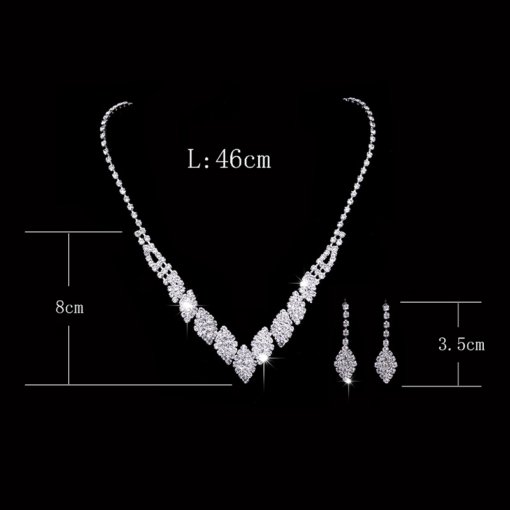 Amazon daily necessities fashion ornament Diamond full diamond shiny earrings necklace bride suit wedding accessories - 图片 4