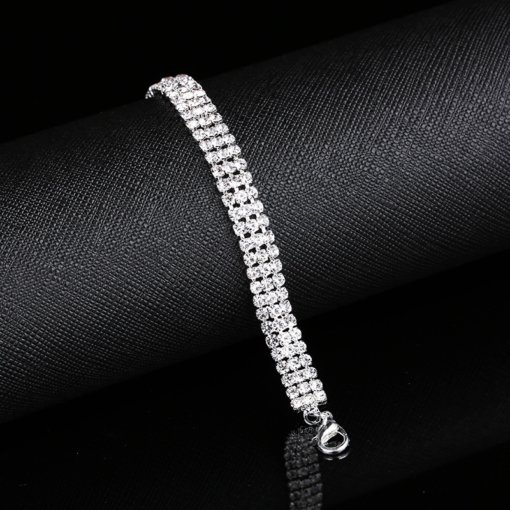 Cross-border e-commerce popular jewelry claw chain inlaid Diamond shiny girls' bracelet three-color choice 599 - 图片 7