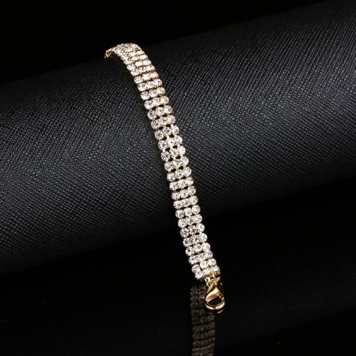 Cross-border e-commerce popular jewelry claw chain inlaid Diamond shiny girls' bracelet three-color choice 599 - 图片 8