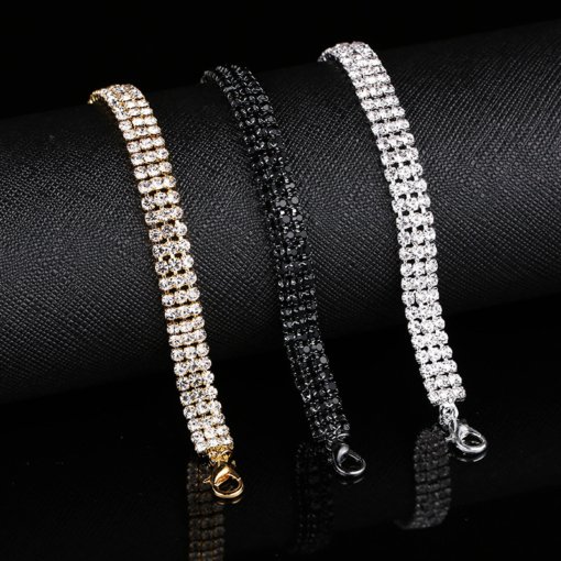 Cross-border e-commerce popular jewelry claw chain inlaid Diamond shiny girls' bracelet three-color choice 599