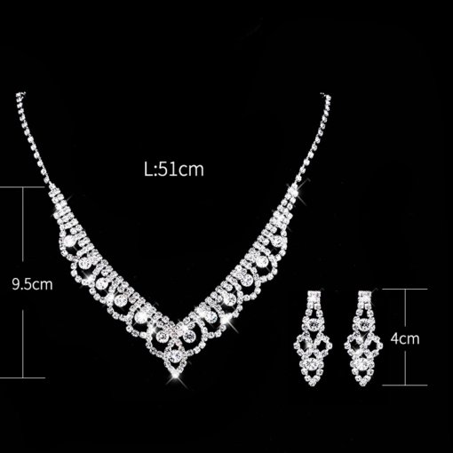 Cross-Border sold jewelry wholesale fashion lace inlaid diamond necklace and earring suit woman accessories wedding 602 - 图片 4