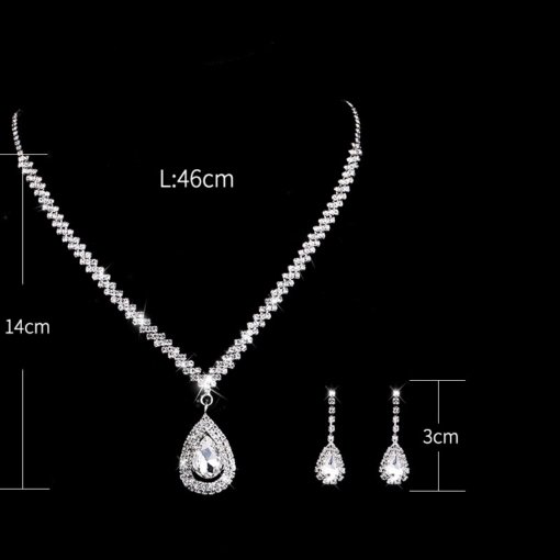 Special Price! Jewelry set luxury wedding the dinner party women's water drop stone necklace and earring suit - 图片 4