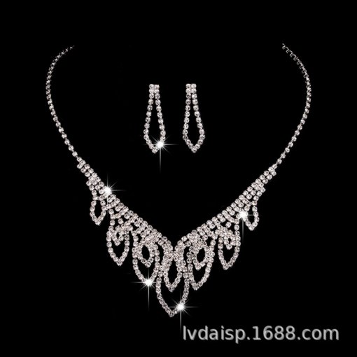 Wedding Jewelry cross-border European and American fashion wedding bridal accessories clothing versatile necklace and earrings suite 622