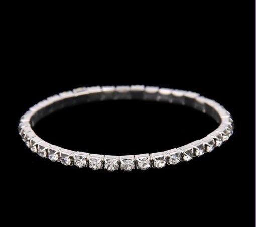 Factory in stock running quantity price single row double row three rows four rows rhinestone stretch white bracelet 888 - 图片 6