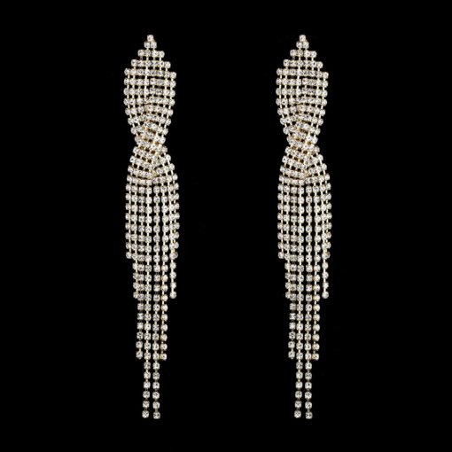 Cross-border new arrival small jewelry wholesale popular exquisite claw chain rhinestone tassel earrings earrings 643