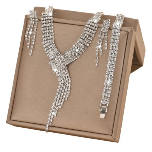 Wedding rhinestone necklace three-piece suit luxury temperament dinner party Jewelry manufacturers - Image 5