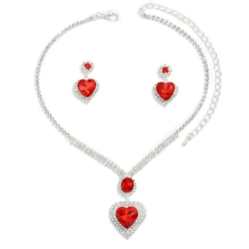 Fashion dignified generous style elegant peach heart water drop pendant claw chain jewelry Japanese and Korean simple trend necklace and earrings suite - Image 5
