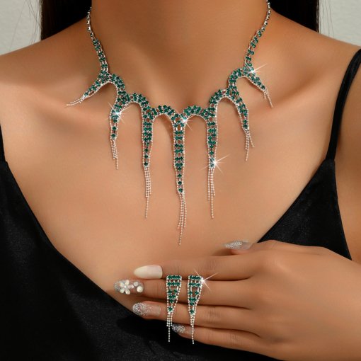 Hot sale cross-border sold jewelry wholesale fashion jewelry party women's rhinestone quartz cool octopus necklace and earring suit - Image 6