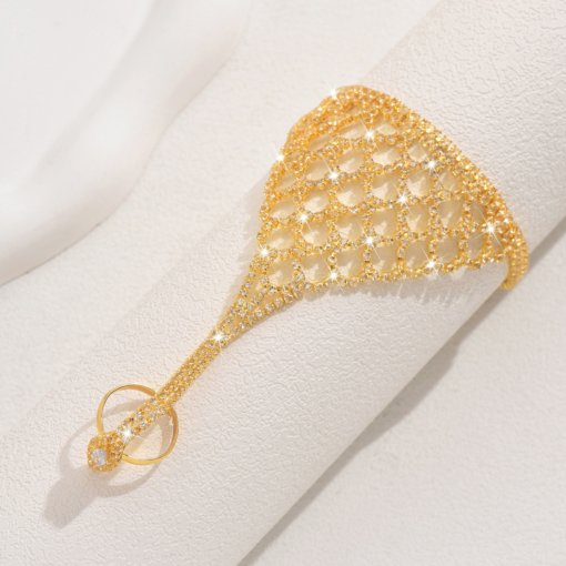 European and American fashion accessories personalized mesh rhinestone finger finger chain trendy grace full diamond accessories - Image 5