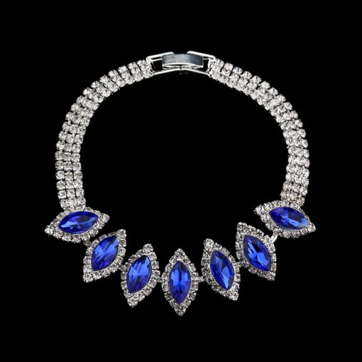 Cross-border European and American ornament wholesale bridal white crystal flower jewelry suit fashion banquet wedding necklace accessories - 图片 8