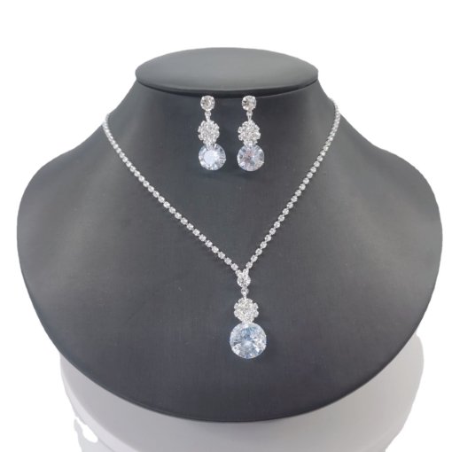 Cross-border jewelry wholesale wedding dress photographic studio props popular ornament female bride zircon necklace earrings set - Image 5