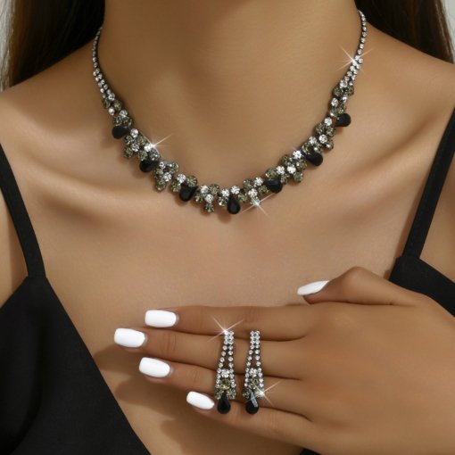 Elegant bridal necklace earrings zircon wedding accessories suit wedding dress evening dress accessories wedding banquet jewelry