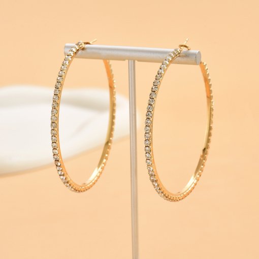 2023 fashion hot cross-border jewelry wholesale fashion popular women's gold diamond large earrings ear ring - 图片 4