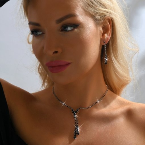 2024 New Bridal Ornament rhinestone tassel water drop crystal earrings and necklace set wedding dress studio head