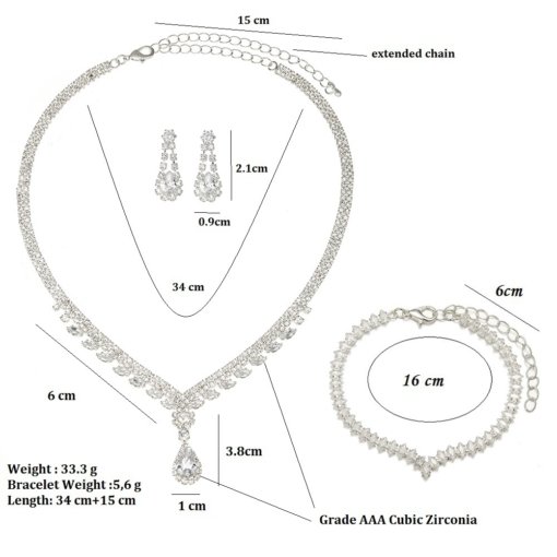 Factory in stock Women's necklace bracelet earrings wedding jewelry suit fine zircon Bridal Ornament - 图片 5