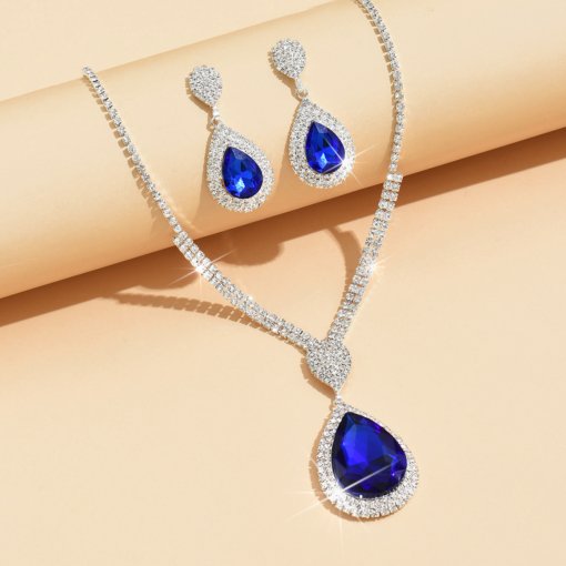 Fashion temperament red sapphire blue water drop pendant affordable luxury style design niche trendy suit autumn and winter all-matching wholesale - Image 4