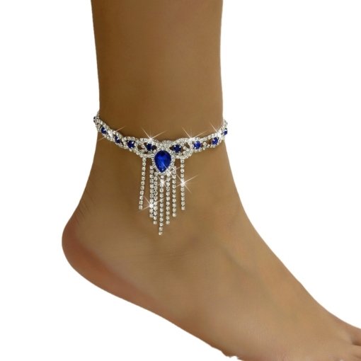 Hot sale in Europe and America sexy fashion popular style black water drop tassel rhinestone anklet female ankle over rhinestone jewelry lot - Image 5