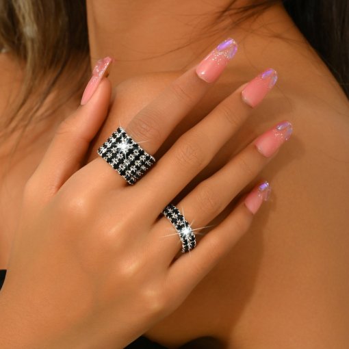 Fashion and fully-jewelled stretch ring Gold Silver multi-color optional fit women's party dinner daily wear - Image 2