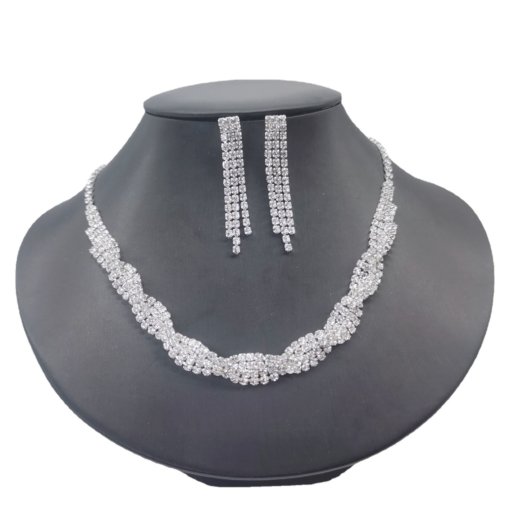 Wedding party decorations ladies decoration fashion claw chain bright diamond banquet bracelet necklace earrings four-piece set - Image 5