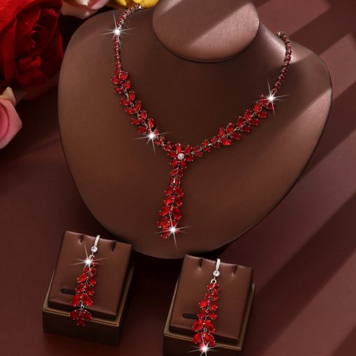 Fashion trend zircon luxury necklace and earrings suite ins black wheat set live broadcast super hot all-match luxury - Image 4