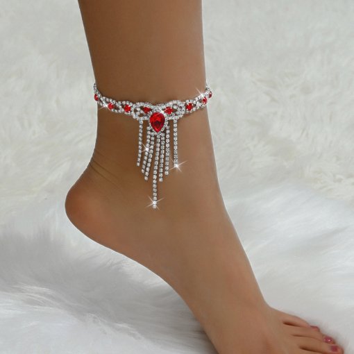 Hot sale in Europe and America sexy fashion popular style black water drop tassel rhinestone anklet female ankle over rhinestone jewelry lot - Image 7