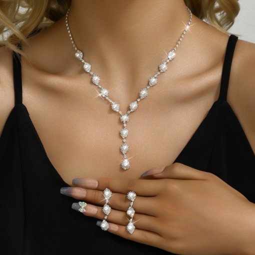 2024wish Amazon cross-border platform supplies fashion jewelry suit necklace ear stud bracelet - Image 2