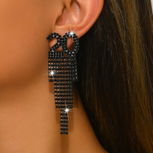 Amazon hot selling 2025 digital fashion Lady temperament trend digital tassel earrings party earrings jewelry - Image 8