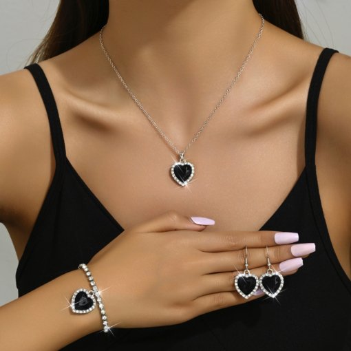 Fashion and fully-jewelled crystal ornament suit heart of the ocean three-piece necklace earring bracelet - 图片 7