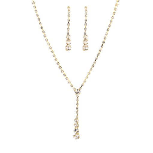 Fashion simple and popular jewelry suit necklace ear stud bracelet Diamond cross-border hot sale wedding jewelry - 图片 5