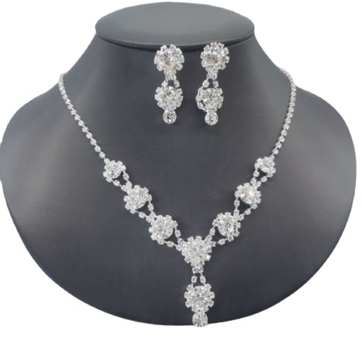 Brand New Bridal Ornament wholesale jewelry suit silver rhinestone women's necklace earrings bracelet wedding accessories - Image 5