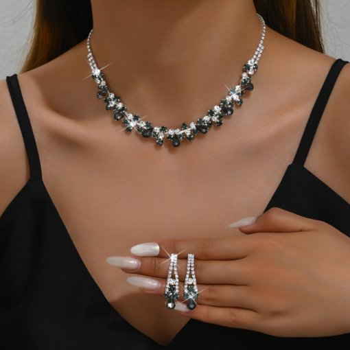 Elegant bridal necklace earrings zircon wedding accessories suit wedding dress evening dress accessories wedding banquet jewelry - Image 7