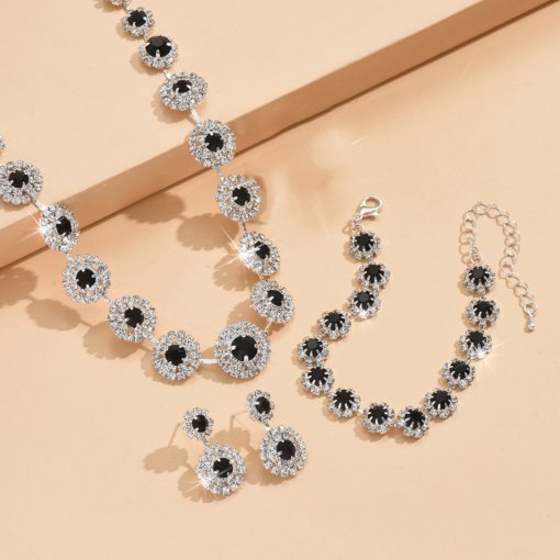 European and American fashion bride suit wedding accessories necklace earring bracelet sapphire blue simple set suit formal dress accessories - Image 9