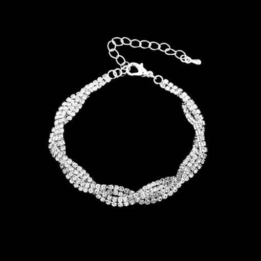 Wedding party decorations ladies decoration fashion claw chain bright diamond banquet bracelet necklace earrings four-piece set - Image 9