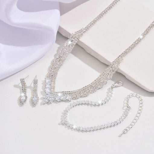 European and American entry lux high-grade zircon jewelry suit necklace niche retro clavicle chain fashionable all match jewelry wholesale - 图片 3