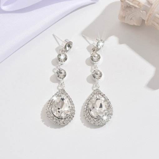 New Korean earrings bridal glass water drop rhinestone earrings exclusive for cross-border earrings Valentine's Day gift - 图片 5