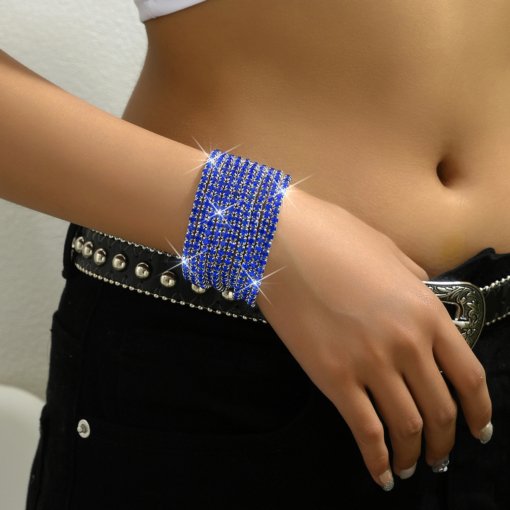 European and American style women's diamond elastic bracelet color zircon rhinestone claw chain colorful crystals bracelet gem (10 pieces)