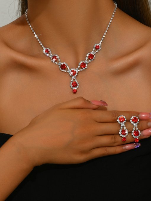 Brand New Bridal Ornament wholesale jewelry suit silver rhinestone women's necklace earrings bracelet wedding accessories - Image 10