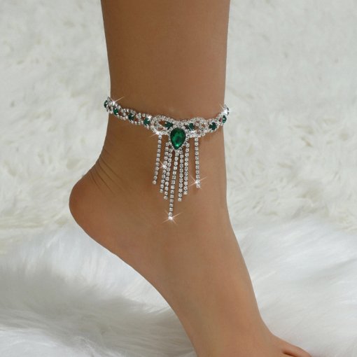 Hot sale in Europe and America sexy fashion popular style black water drop tassel rhinestone anklet female ankle over rhinestone jewelry lot - Image 8