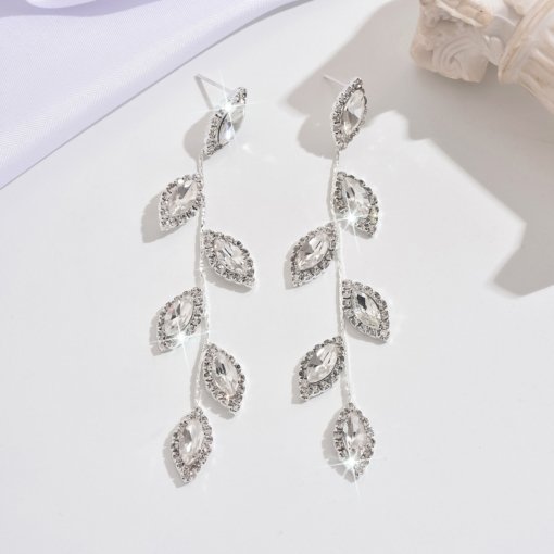 New Trendy wedding shooting internet influencer earrings exaggerated temperamental long fringe earrings women's high sense leaf earrings - 图片 5